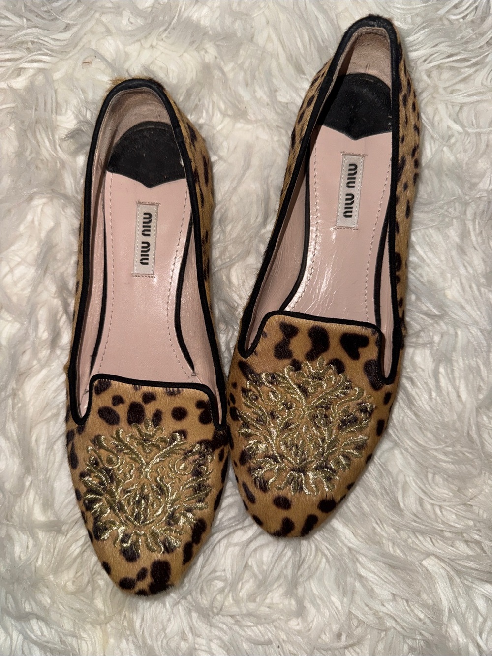 Miu Miu animal print flats